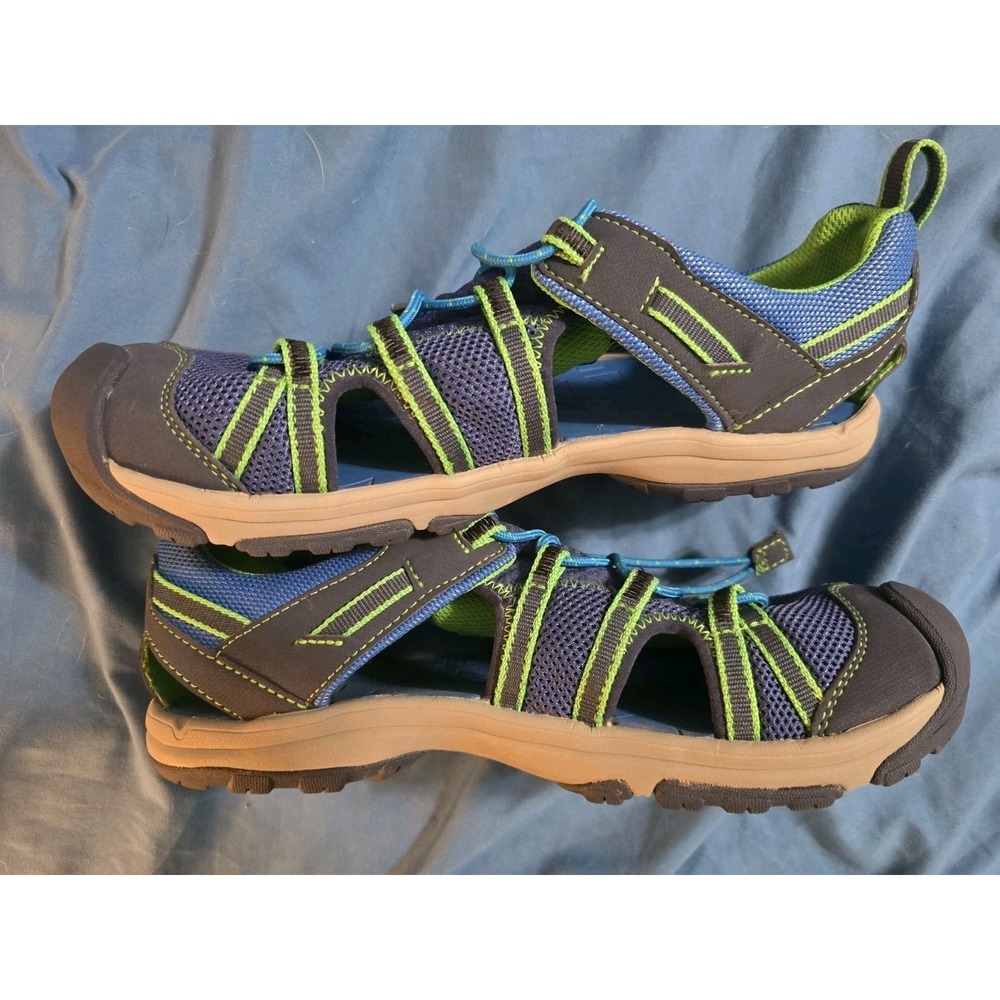 TEVA Kids Manatee Summer Sports Sandals Sz 6 Navy Blue Green Water Shoes Slip On - Picture 4 of 7